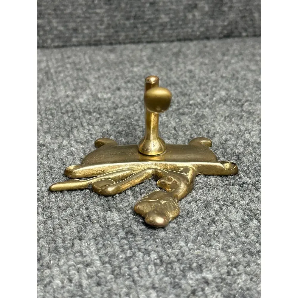 Vintage 70s brass shower hook woman bathing Rosenthal Taiwan 4x4 bath tub soak